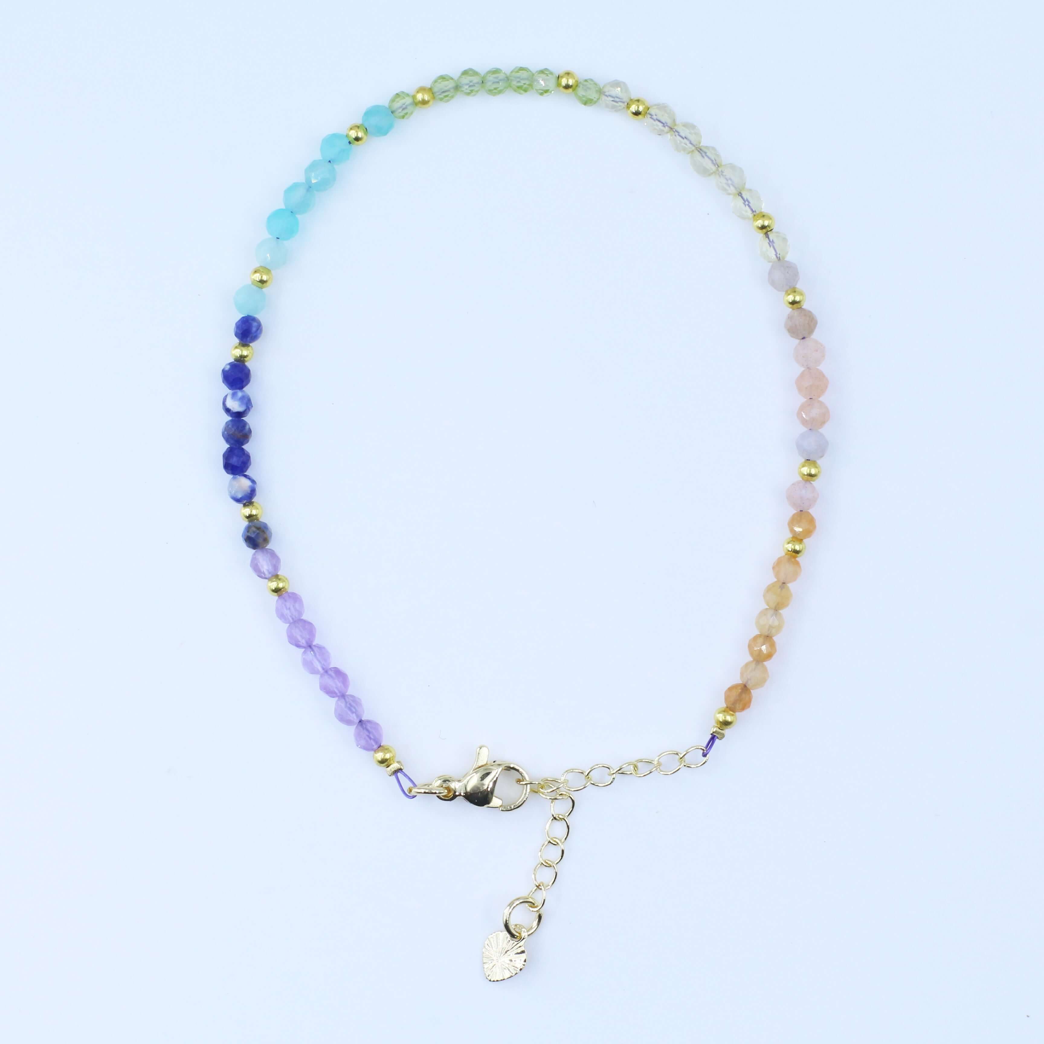 7 Chakra Crystal Bracelet with colorful beads for energy balance and activation.